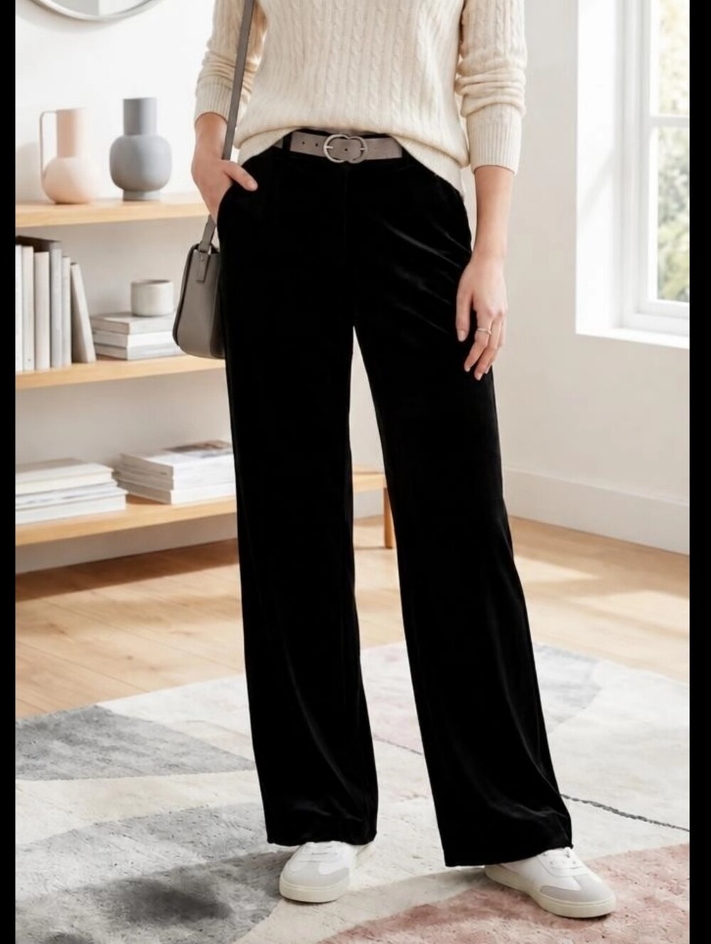 Acorn Silk Blend Velvet Wide Leg Pants Size 10 Black Whimsigoth EUC
